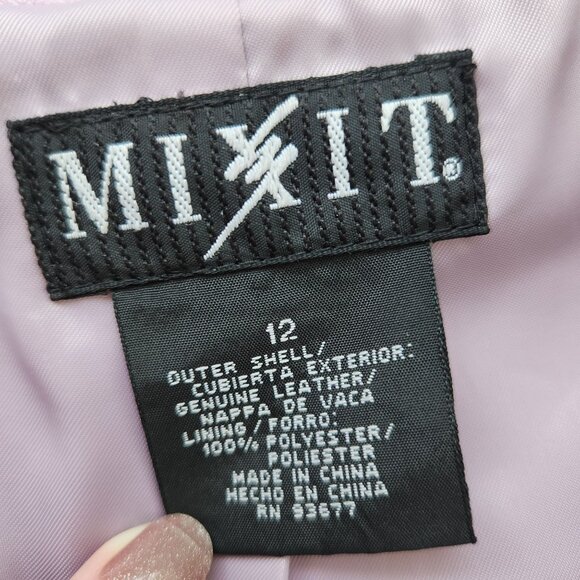 Mixit Genuine Leather Lavender Purple Blazer Jacket Office Spring Easter Pretty - Picture 5 of 12